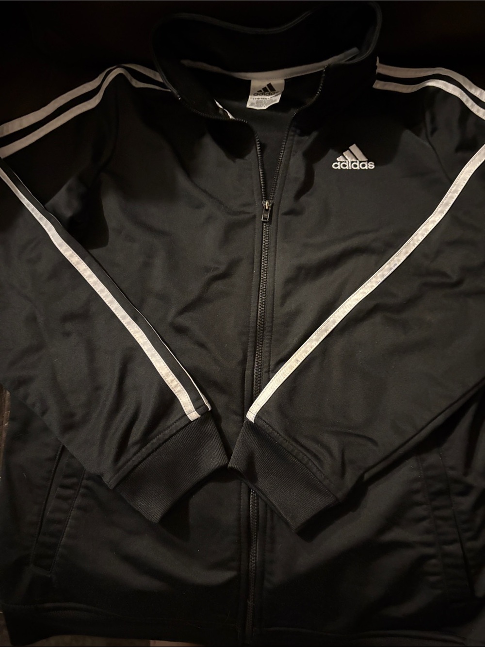 adidas Boys Black Track Jacket with Contrast Stripes